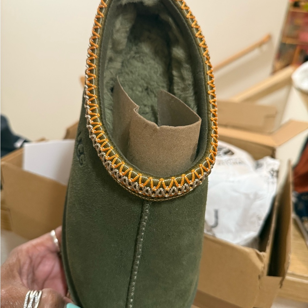 UGG Green Slippers with Gold Accent